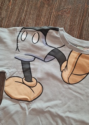 Gri Uzun Kollu Mickey Mouse Tişört - Görsel 2