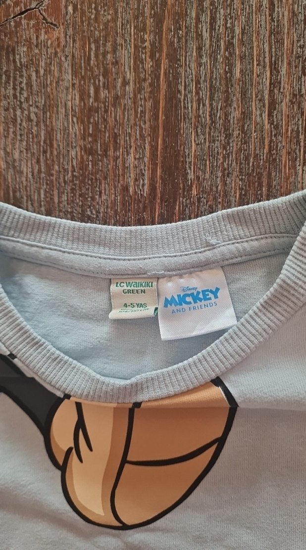 Gri Uzun Kollu Mickey Mouse Tişört - Görsel 4