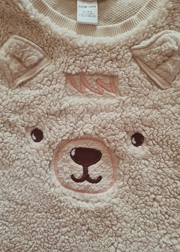 Kız Çocuk Bej Peluş Sweatshirt - Görsel 6