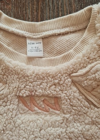 Kız Çocuk Bej Peluş Sweatshirt - Görsel 3