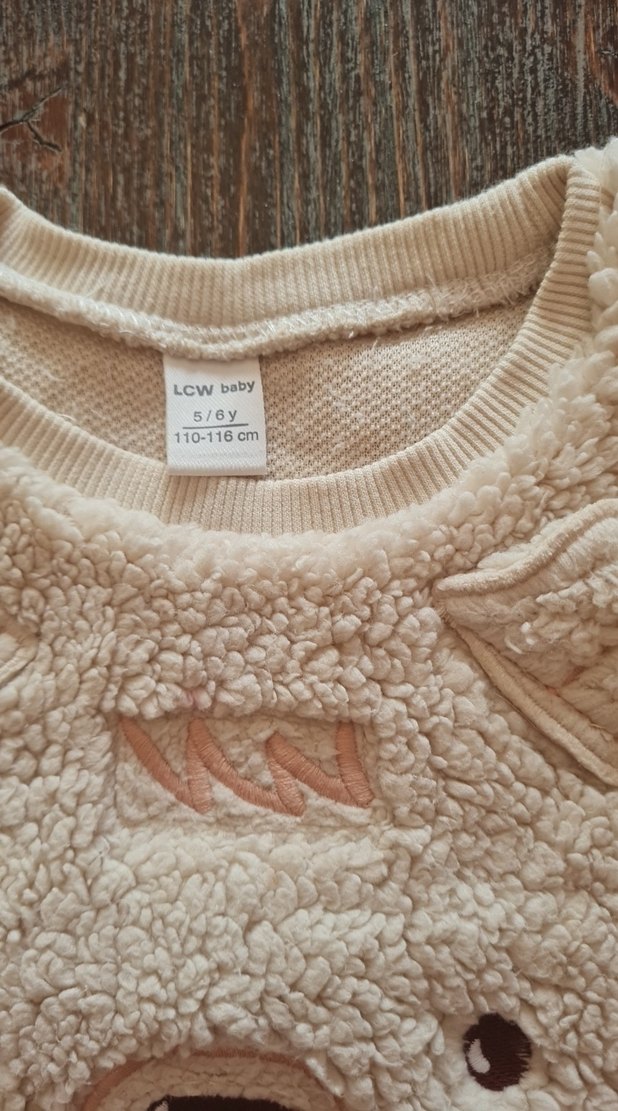 Kız Çocuk Bej Peluş Sweatshirt - Görsel 3