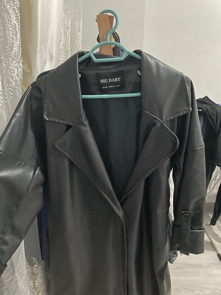 Uzun deri ceket - Görsel 4