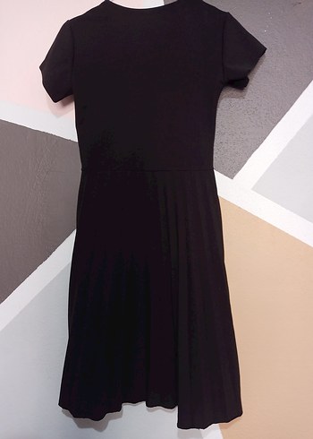 Siyah Midi Piliseli V Yaka Kadın Elbise - Görsel 7