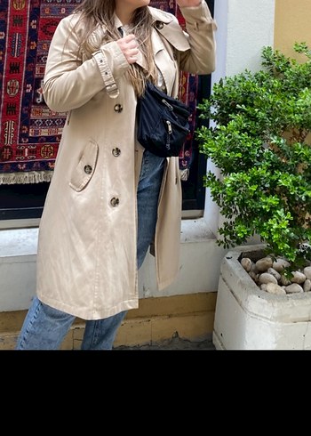Bej Kadın Trençkot, Kuşaklı, Midi Boy