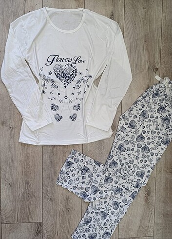 l Beden bayan Uzun Kollu Pijama Takımı