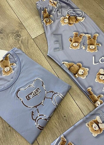l Beden Bayan Kısa Kollu Pijama Takımı 