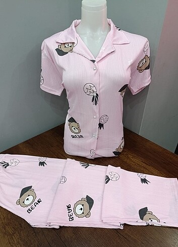 Diğer Kadın Kısa Kollu Düğmeli Pijama Takımı