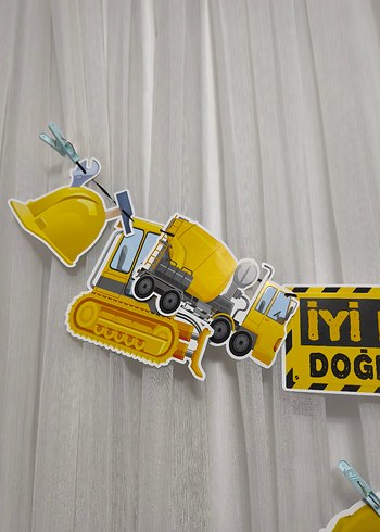  Beden Renk Sarı İnşaat Temalı Doğum Günü Süsleri