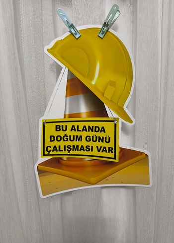 Sarı İnşaat Temalı Doğum Günü Süsleri - Görsel 5