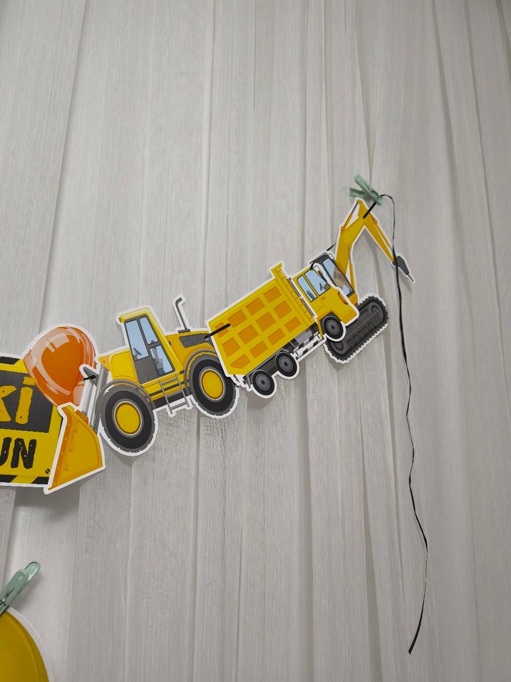 Sarı İnşaat Temalı Doğum Günü Süsleri - Görsel 2