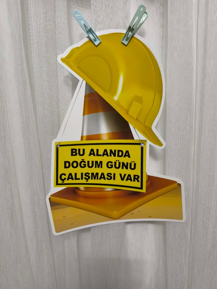 Sarı İnşaat Temalı Doğum Günü Süsleri - Görsel 5