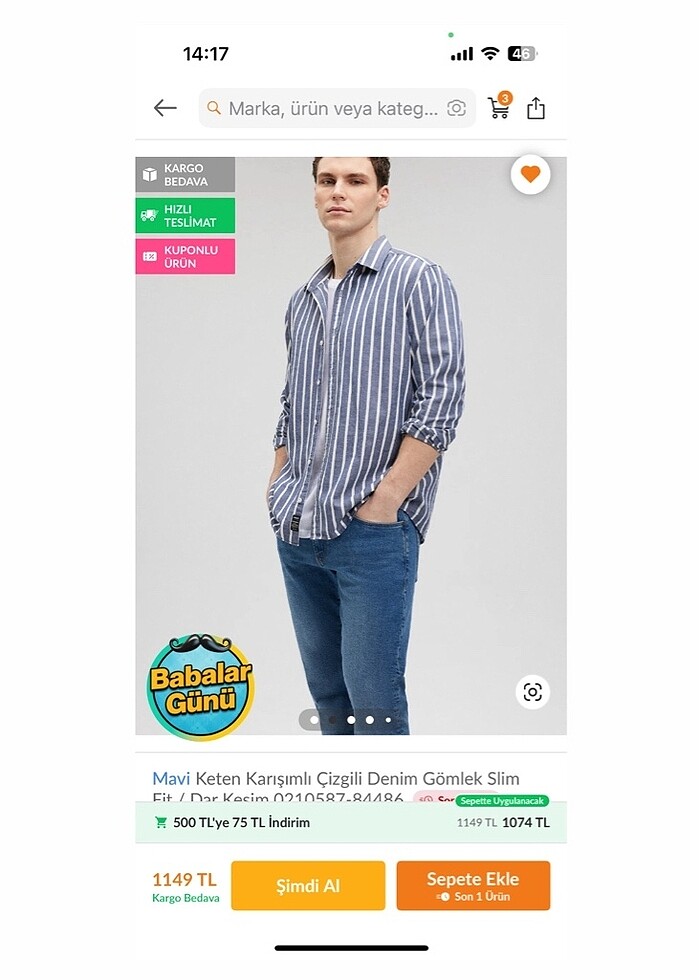 Mavi denim gömlek - Görsel 2