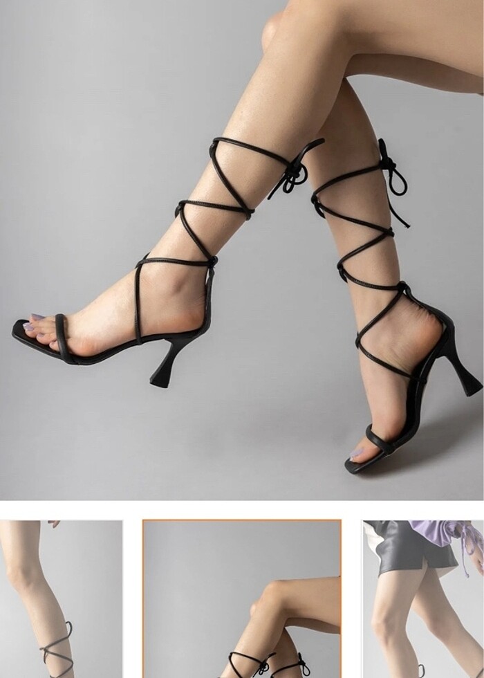 İpli topuklu ayakkabı - Görsel 3