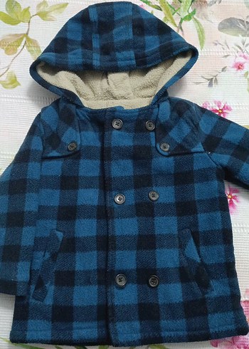 Erkek Çocuk Mavi Kareli Düğmeli Kaban - Görsel 2