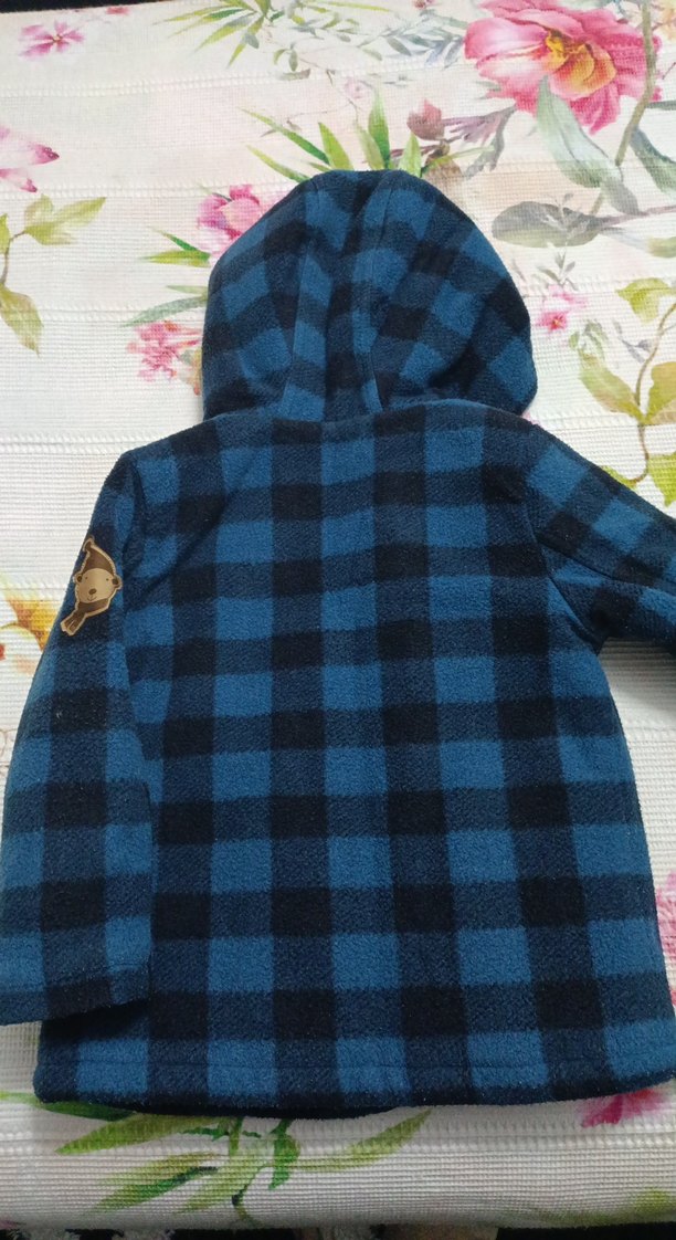 Erkek Çocuk Mavi Kareli Düğmeli Kaban - Görsel 3