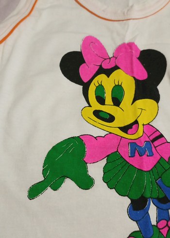 Renkli Minnie Mouse Baskılı Beyaz Tişört - Görsel 2