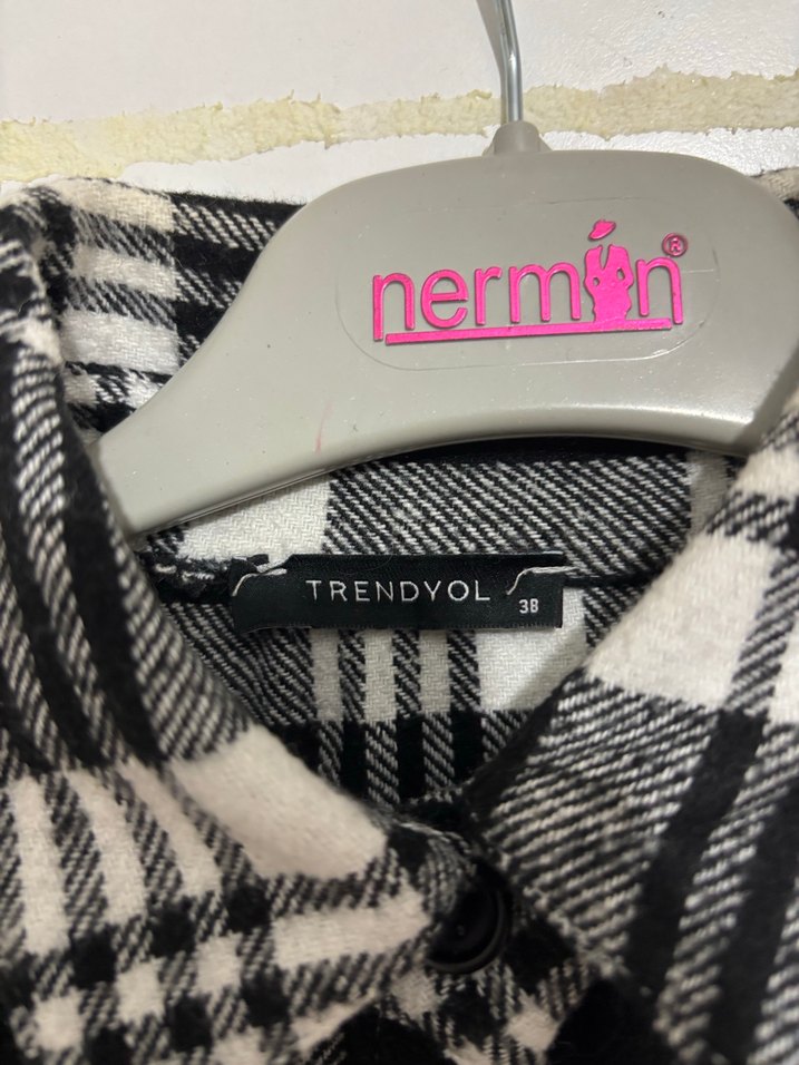 Kemerli Siyah Beyaz Ekose Uzun Elbise - Görsel 4