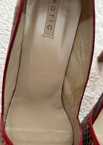 Kahverengi Yılan Desenli Topuklu Stiletto - Görsel 3