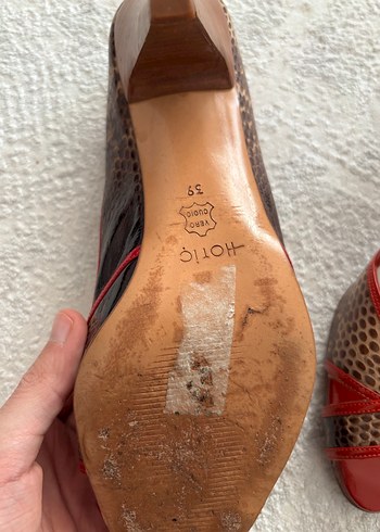 Kahverengi Yılan Desenli Topuklu Stiletto - Görsel 4