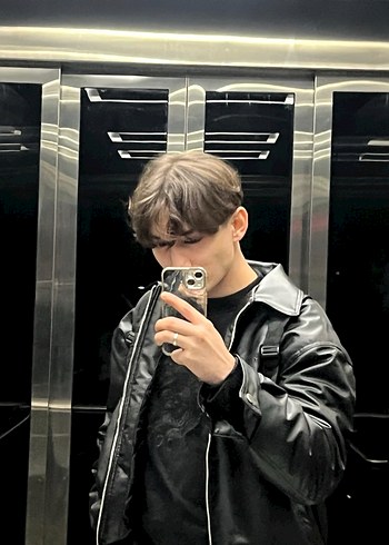 Siyah Deri Kadın Biker Ceket - Görsel 7