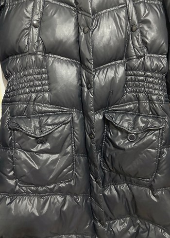 Kadın Siyah Midi Kemerli Kışlık Mont - Görsel 2