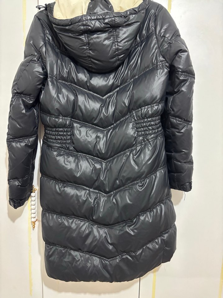 Kadın Siyah Midi Kemerli Kışlık Mont - Görsel 4