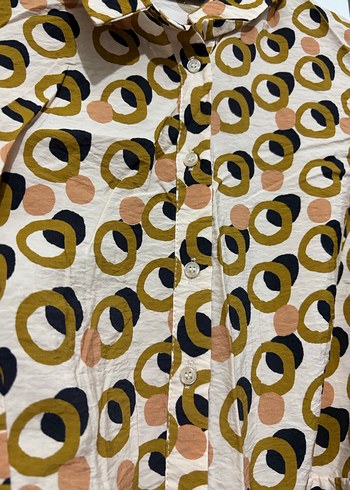 Desenli uzun kollu gömlek elbise - Görsel 5