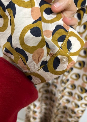 Desenli uzun kollu gömlek elbise - Görsel 6