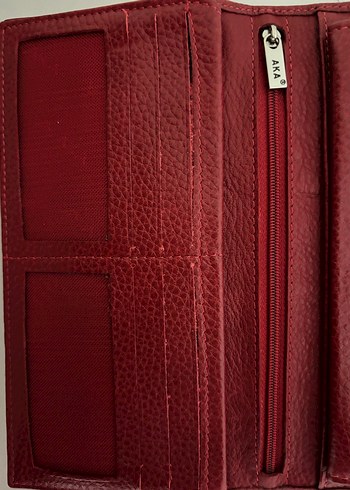 Kırmızı Deri Yılan Desenli Kadın Cüzdanı - Görsel 5