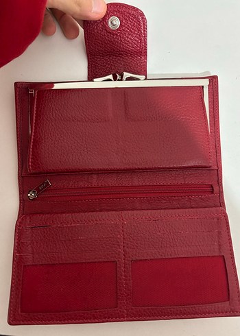Kırmızı Deri Yılan Desenli Kadın Cüzdanı - Görsel 3