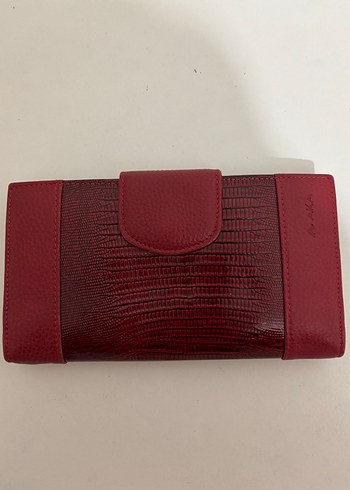 Kırmızı Deri Yılan Desenli Kadın Cüzdanı - Görsel 2