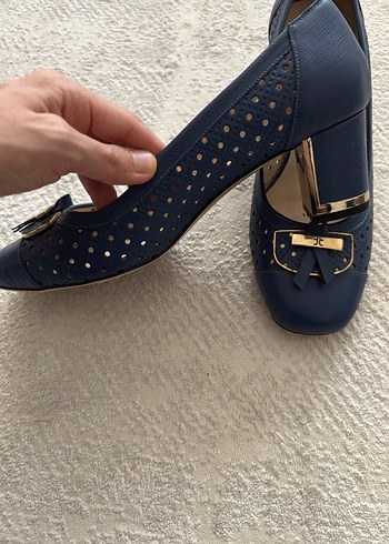 Mavi Tokalı Kadın Topuklu Babet - Görsel 5