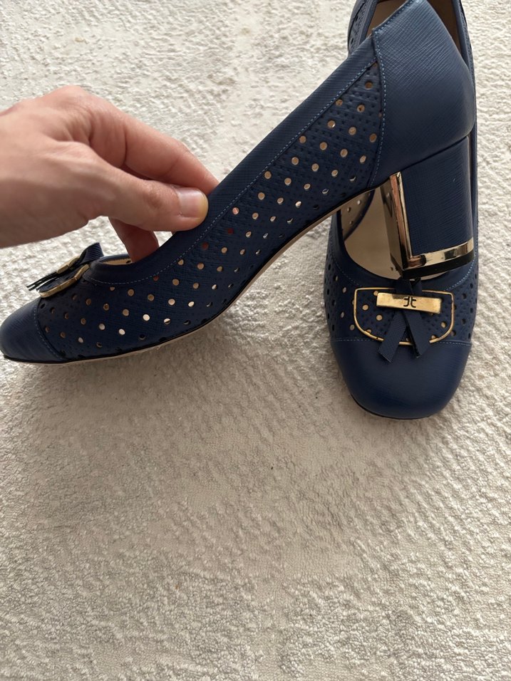 Mavi Tokalı Kadın Topuklu Babet - Görsel 5