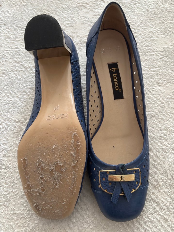 Mavi Tokalı Kadın Topuklu Babet - Görsel 3