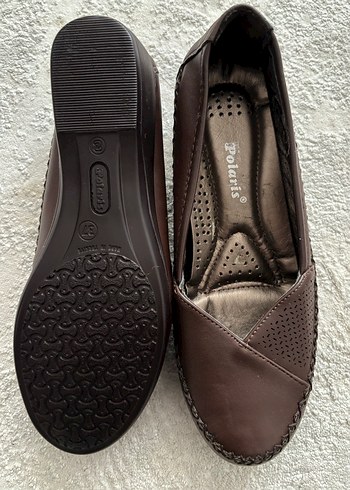 Kahverengi Dolgu Topuklu Kadın Babet - Görsel 3