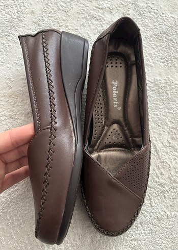 Kahverengi Dolgu Topuklu Kadın Babet - Görsel 5