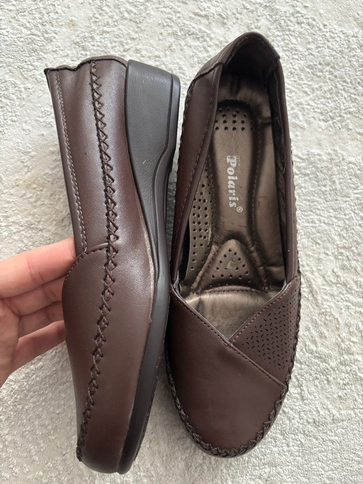 Kahverengi Dolgu Topuklu Kadın Babet - Görsel 5