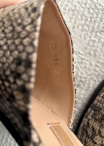 Kahverengi Yılan Desenli Topuklu Ayakkabı - Görsel 5