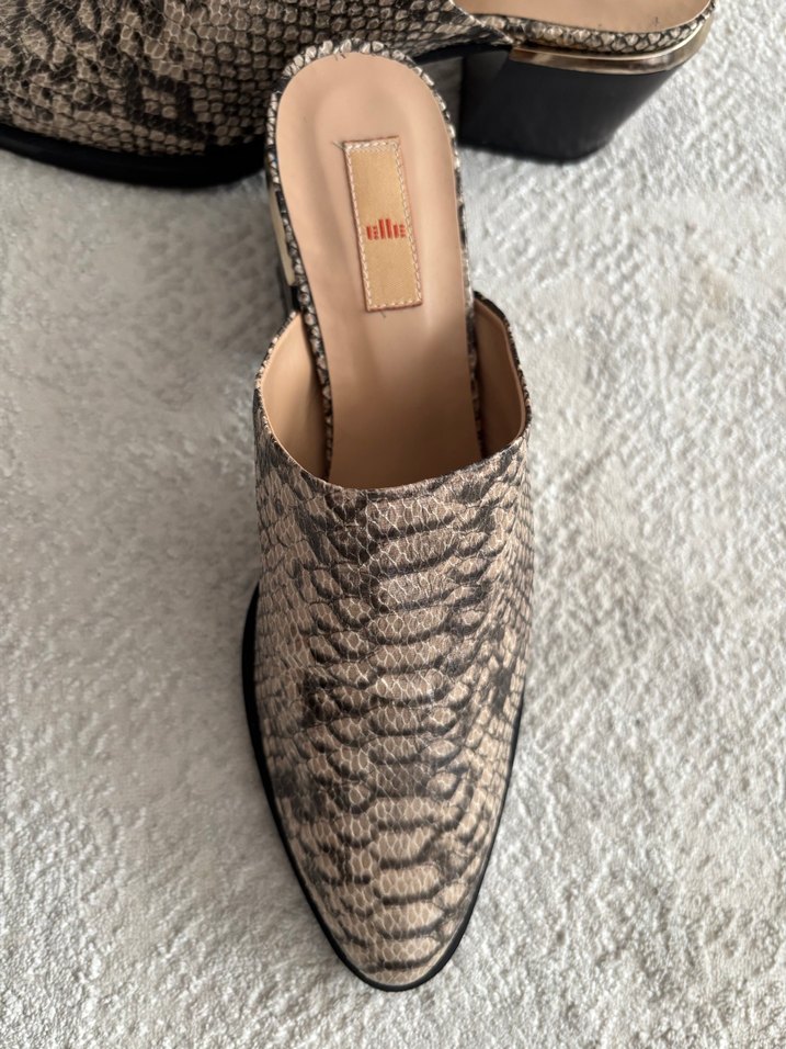 Kahverengi Yılan Desenli Topuklu Ayakkabı - Görsel 2
