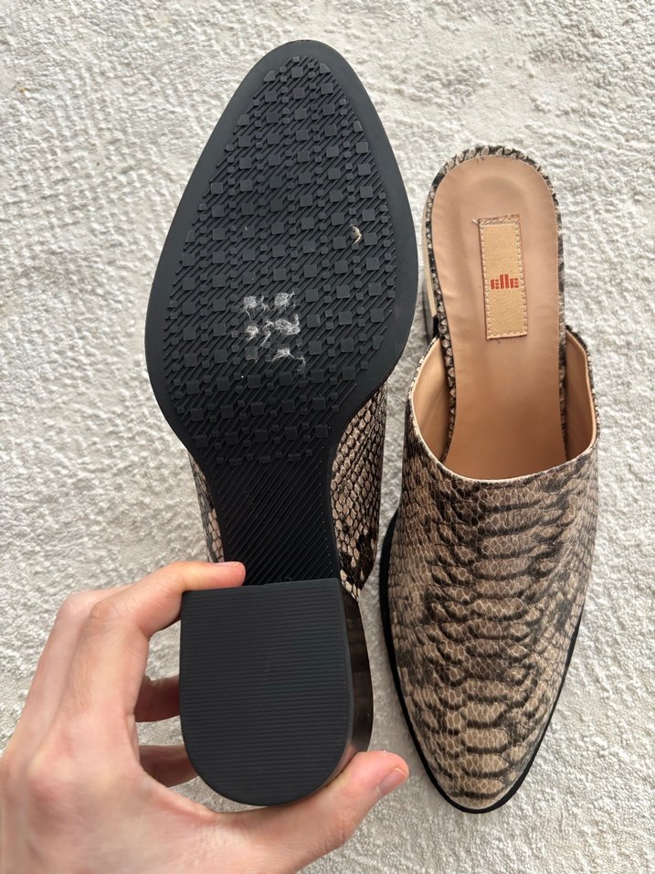 Kahverengi Yılan Desenli Topuklu Ayakkabı - Görsel 4