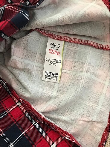 12-18 Ay Beden kırmızı Renk M&S gömlek