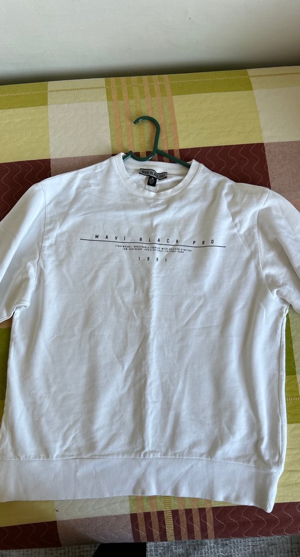 Beyaz Baskılı Pamuklu Uzun Kollu Sweatshirt - Görsel 3