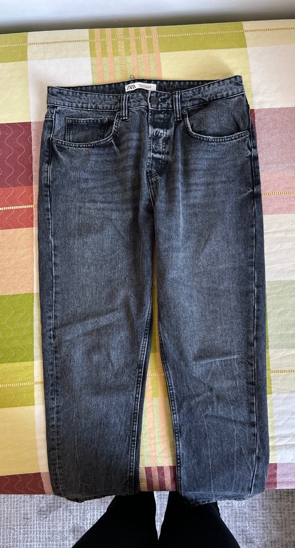 Gri Düğmeli erkek Denim Pantolon - Görsel 2