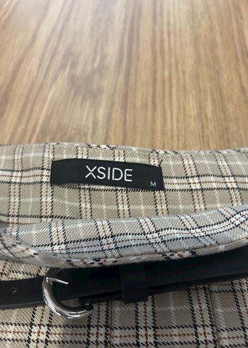 XSIDE Beli Kemerli Ekose Pileli Etek - Görsel 4