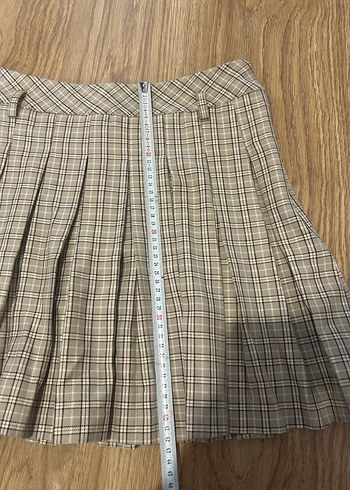 XSIDE Beli Kemerli Ekose Pileli Etek - Görsel 6