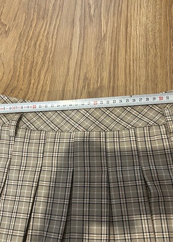 XSIDE Beli Kemerli Ekose Pileli Etek - Görsel 5