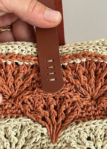 Deniz Kabuğu Çanta | Kağıt İp | Deri Sap - Görsel 3