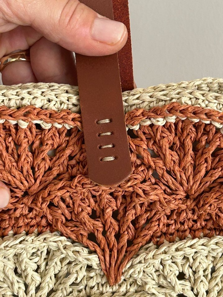 Deniz Kabuğu Çanta | Kağıt İp | Deri Sap - Görsel 3