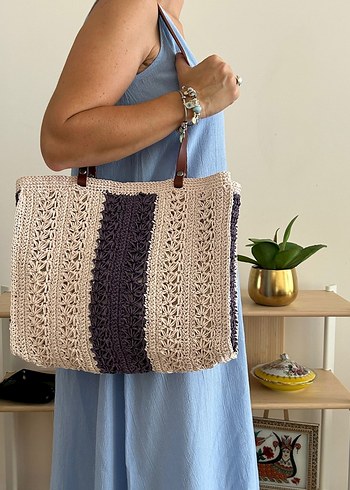 Mor Pembe Yıldızlar Kağıt İp | Deri Sap - Görsel 2