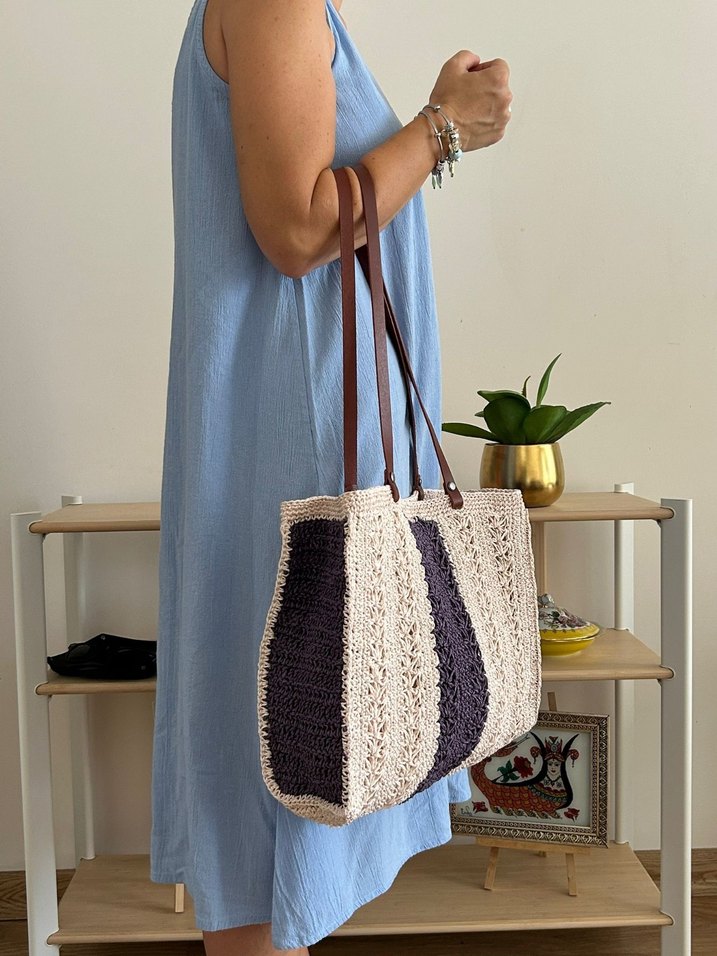 Mor Pembe Yıldızlar Kağıt İp | Deri Sap - Görsel 3